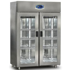 Double Glass Door Upright Refrigerator