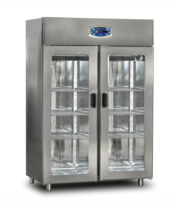 Double Glass Door Upright Refrigerator