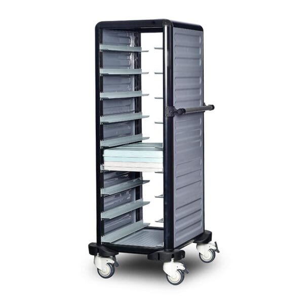 Single Grey Thermo Tray Trolley 9 (2 Sides Closed)